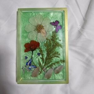 Floral Resin Art with Green Background
